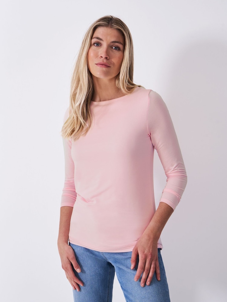 Crew Clothing Company Pink Jemma Boat Neck Top - Image 1 of 5 Crew Clothing Company Pink Jemma Boat Neck Top - Image 1 of 5