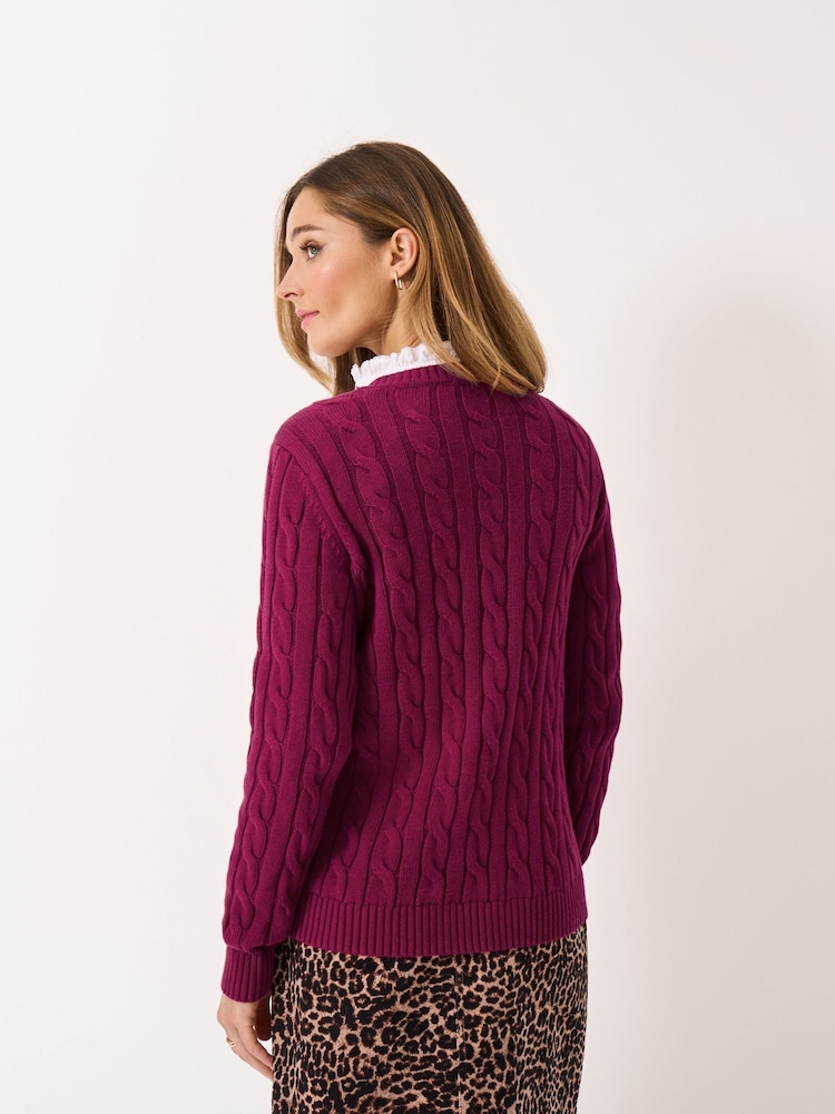 Crew Clothing Company Red Cotton & Cashmere Chunky-Knit Jumper - Image 2 of 5 Crew Clothing Company Red Cotton & Cashmere Chunky-Knit Jumper - Image 2 of 5