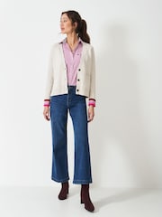 Crew Clothing Company Grey Harmony Relaxed V-Neck Cardigan - Image 3 of 5