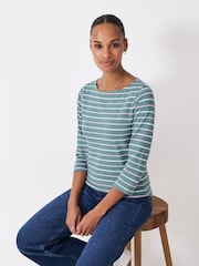 Crew Clothing Company Green Essential Breton T-Shirt - Image 1 of 5
