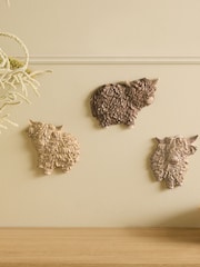 Set of 3 Neutral Hamish The Highland Cow Plaques Wall Art - Image 1 of 2