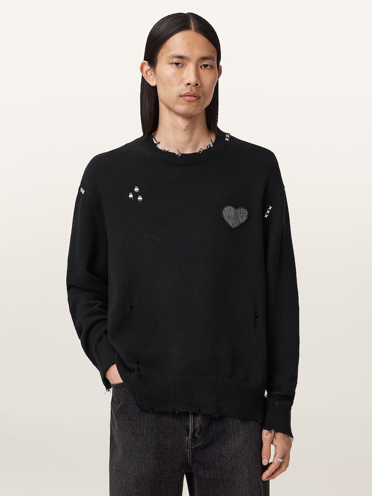 Preto - AllSaints Theo Crew Neck Jumper - Imagem 1 de 8