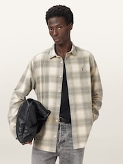 AllSaints Cream Yuki Long Sleeve Shirt - Image 1 of 9