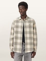 AllSaints Cream Yuki Long Sleeve Shirt - Image 3 of 9
