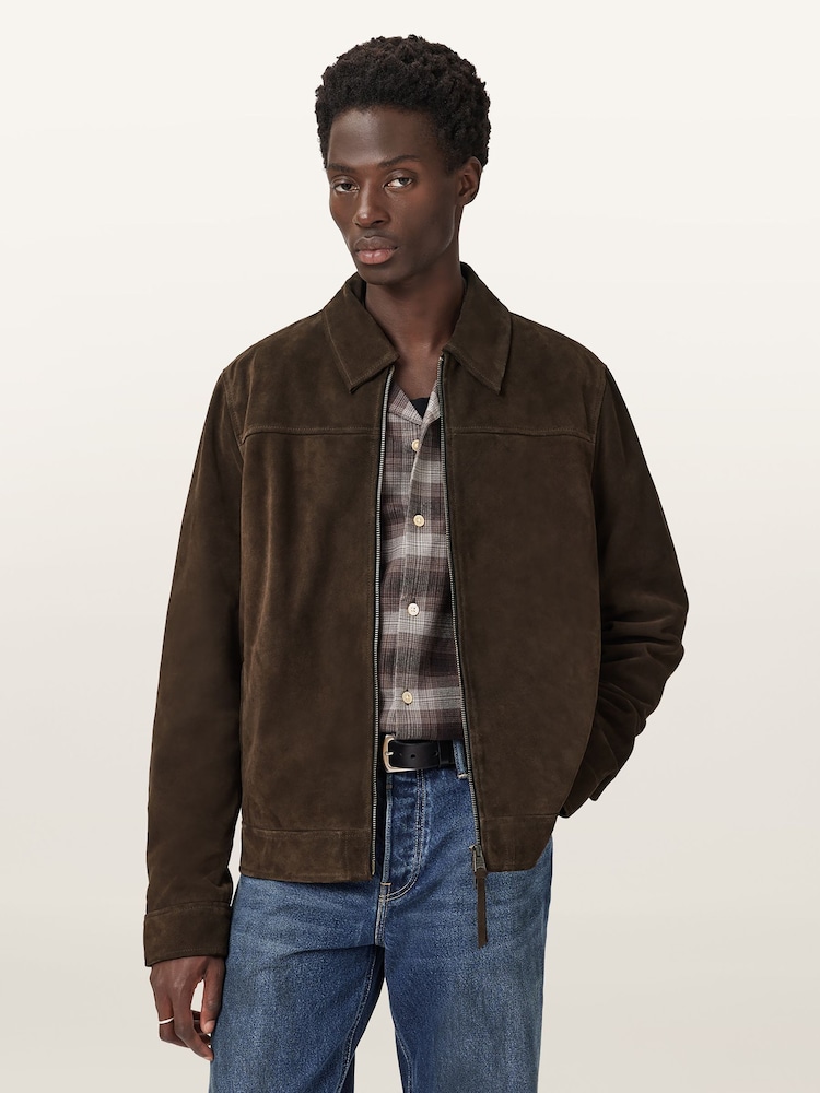 AllSaints Brown Rhone Jacket - Image 1 of 9