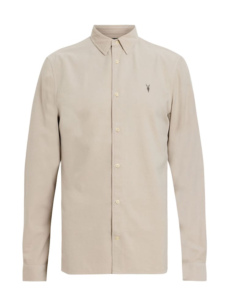 AllSaints Grey Birchwood Long Sleeve Shirt - Image 8 of 8