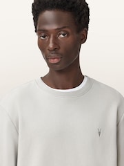 AllSaints Grey Light Slim Fit Raven Sweatshirt - Image 6 of 8