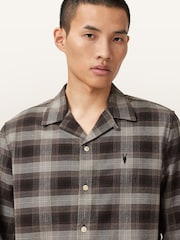 AllSaints Brown Iniko Long Sleeve Shirt - Image 2 of 9