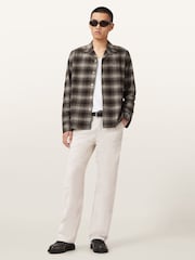 AllSaints Brown Iniko Long Sleeve Shirt - Image 3 of 9