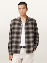 AllSaints Brown Iniko Long Sleeve Shirt - Image 6 of 9