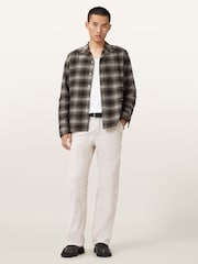 AllSaints Brown Iniko Long Sleeve Shirt - Image 7 of 9