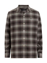 AllSaints Brown Iniko Long Sleeve Shirt - Image 9 of 9