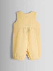 JoJo Maman Bébé Yellow Duck Appliqué Pocket Smocked Dungarees - Image 2 of 4
