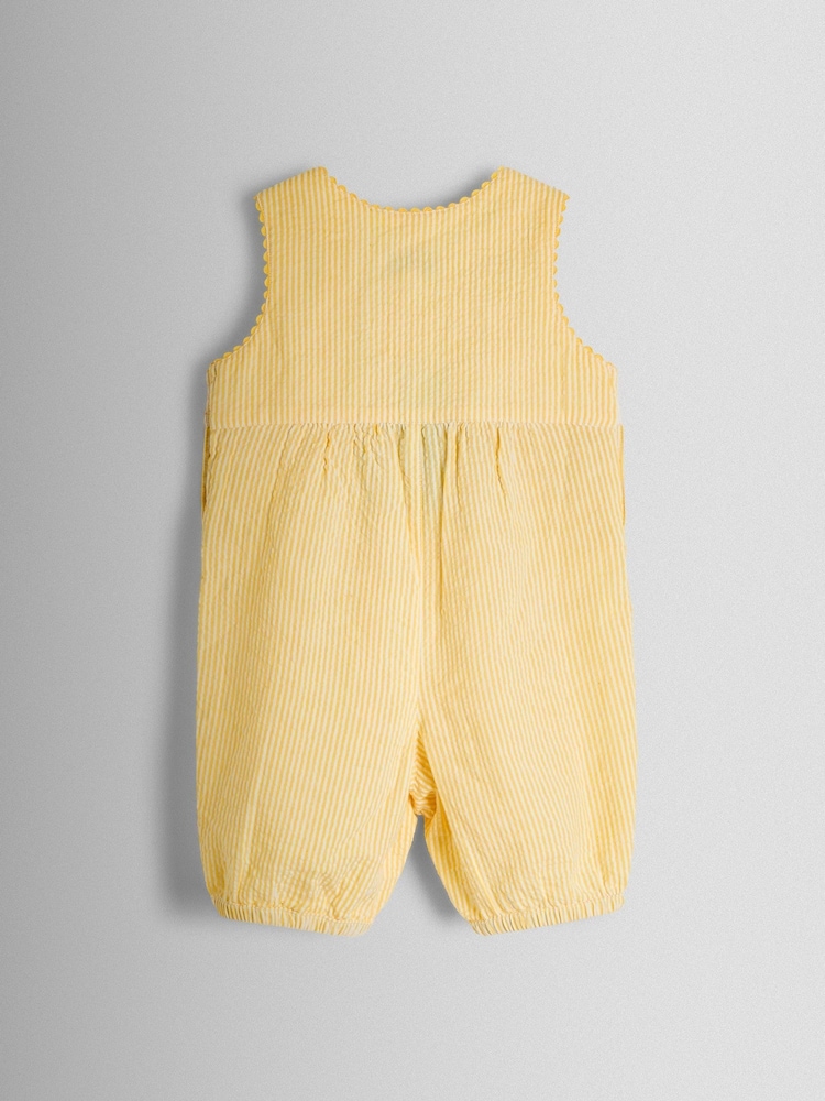 JoJo Maman Bébé Yellow Duck Appliqué Pocket Smocked Dungarees - Image 2 of 4