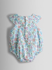 JoJo Maman Bébé Cream Floral Smocked Bubble Romper and Headband Set - Image 3 of 5