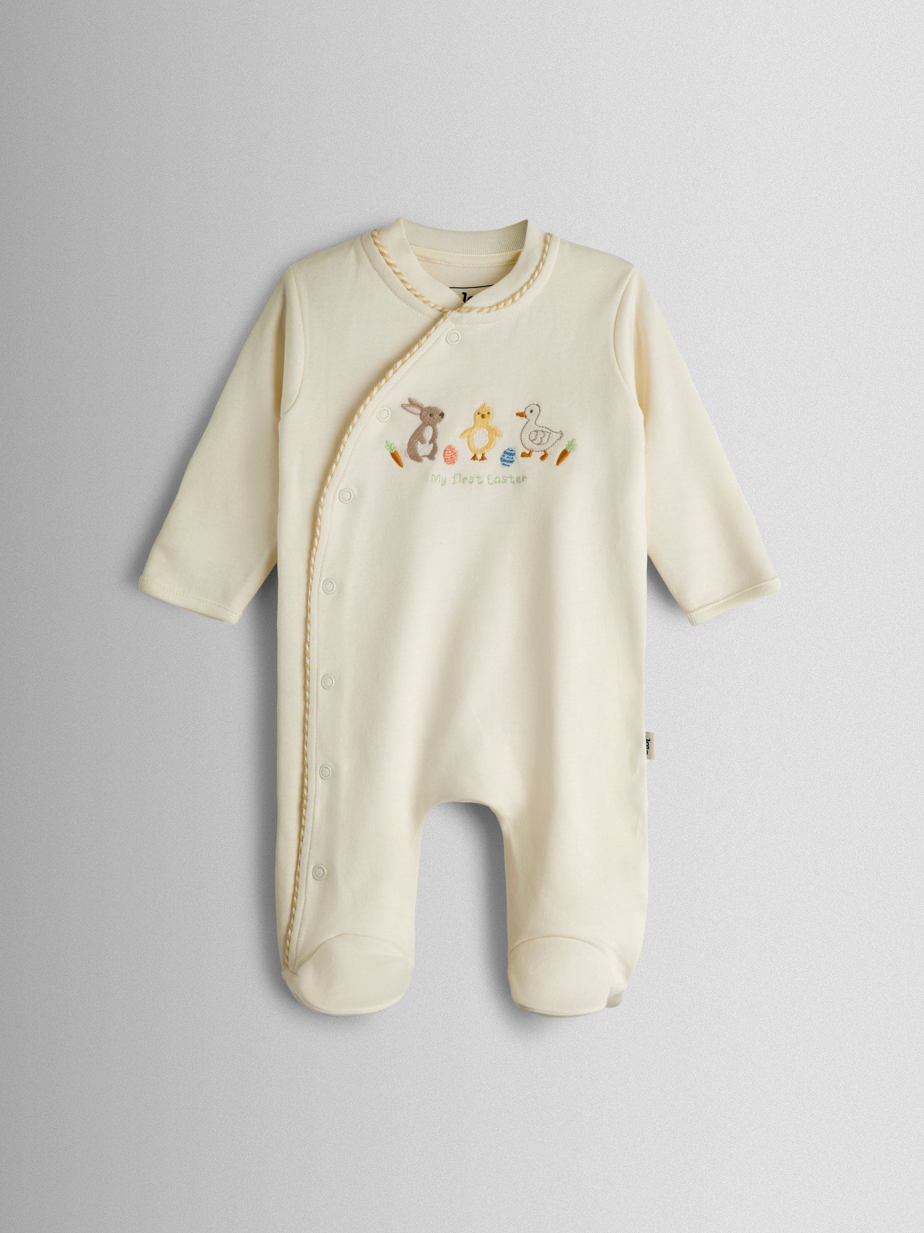 Jojo Maman Bébé Cream My First Easter Appliqué Sleepsuit