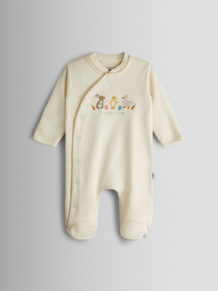 JoJo Maman Bébé Cream My First Easter Appliqué Sleepsuit - Image 1 of 3 JoJo Maman Bébé Cream My First Easter Appliqué Sleepsuit - Image 1 of 3