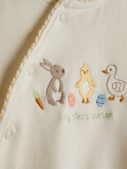 JoJo Maman Bébé Cream My First Easter Appliqué Sleepsuit - Image 3 of 3