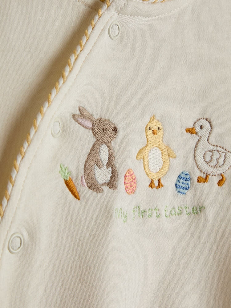 JoJo Maman Bébé Cream My First Easter Appliqué Sleepsuit - Image 3 of 3 JoJo Maman Bébé Cream My First Easter Appliqué Sleepsuit - Image 3 of 3