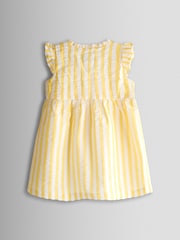 JoJo Maman Bébé Yellow Duck Appliqué Button Front Dress & Hat Set - Image 3 of 9