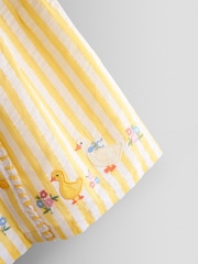 JoJo Maman Bébé Yellow Duck Appliqué Button Front Dress & Hat Set - Image 8 of 9