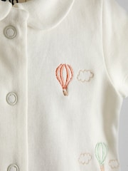 JoJo Maman Bébé Embroidered Organic Cotton Short Sleeve Sleepsuit - Imaginea 4 din 4