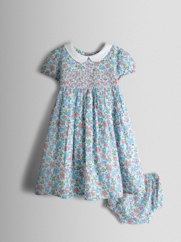 JoJo Maman Bébé Cream Collared Ditsy Floral Smocked Dress - Image 1 of 6 JoJo Maman Bébé Cream Collared Ditsy Floral Smocked Dress - Image 1 of 6