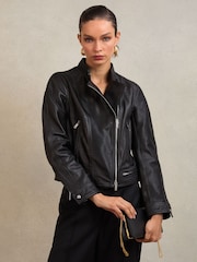 Atelier Black Colette Atelier Leather Biker Jacket - Image 3 of 7