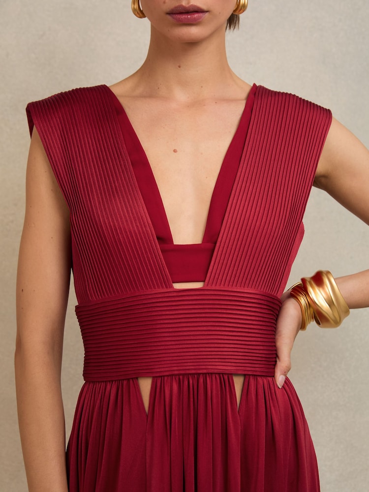 Buy Atelier Red Jasmine Atelier Cut-Out Pleated Maxi Dress from Next USA Buy Atelier Red Jasmine Atelier Cut-Out Pleated Maxi Dress from Next USA