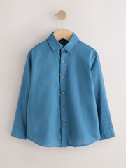 Albastru deschis - Cămașă lejeră cu Mânecă lungă din Blend de Lenjerie de pat (3-16ani) - Imaginea 1 din 4