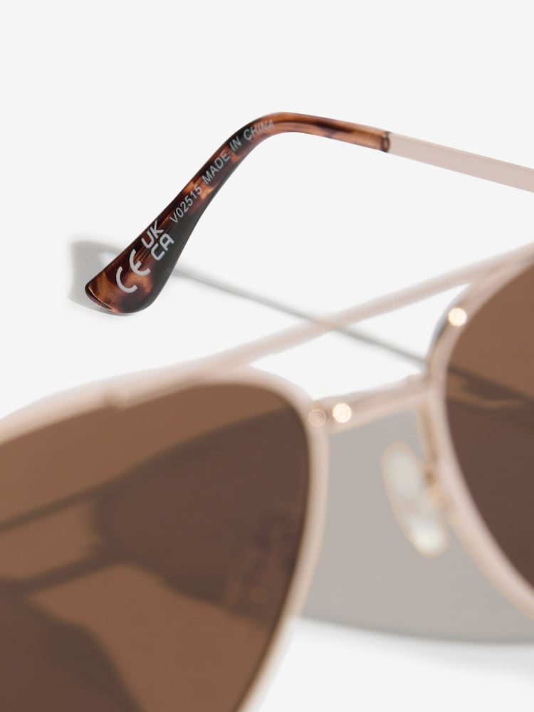 Brown Snaffle Trim Aviator Sunglasses - Image 5 of 5