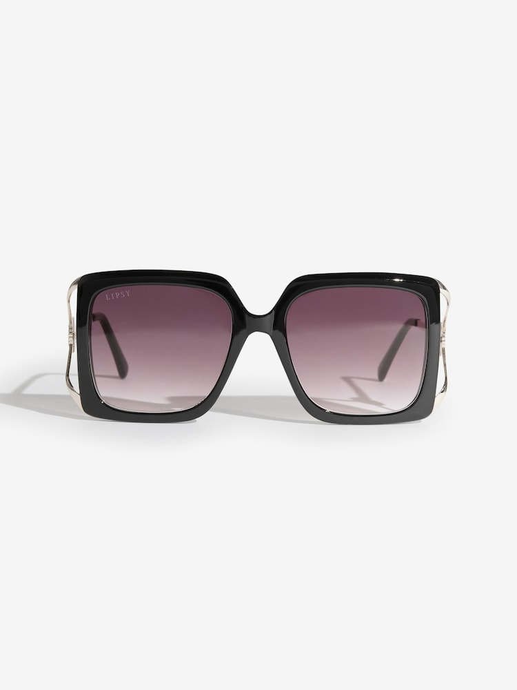 Lipsy Black Overzised Glam Square Sunglasses - Image 1 of 3