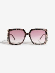 Lipsy Brown Overzised Glam Square Sunglasses - Image 1 of 3