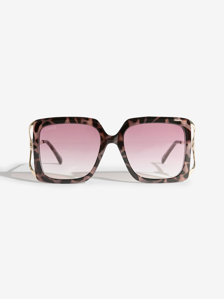Lipsy Brown Overzised Glam Square Sunglasses - Image 1 of 3