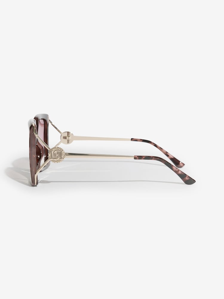 Lipsy Brown Overzised Glam Square Sunglasses - Image 2 of 3