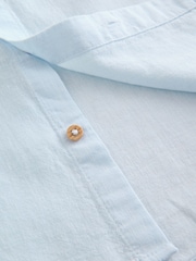 Pale Blue Short Sleeve Linen Blend Grandad Collar Shirt (3-16yrs) - Image 5 of 5
