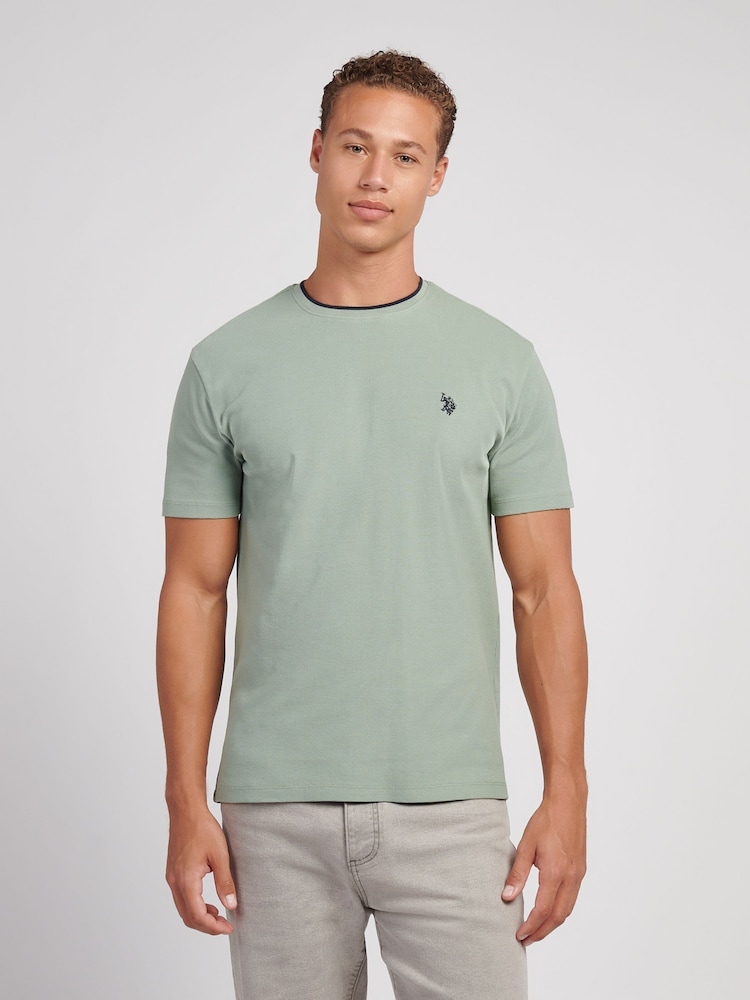 U.S. Polo Assn. Green Knit Texture Jersey T-Shirt - Image 1 of 7 U.S. Polo Assn. Green Knit Texture Jersey T-Shirt - Image 1 of 7