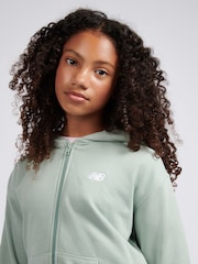 Verde - New Balance Small French Terry Logo Full Zip Hoodie - Imagen 4 de 8