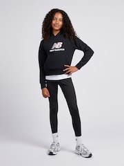 New Balance Black Brush Back Stacked Logo Hoodie - Image 2 of 8