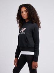 New Balance Black Brush Back Stacked Logo Hoodie - Image 4 of 8