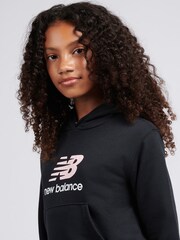 New Balance Black Brush Back Stacked Logo Hoodie - Image 5 of 8