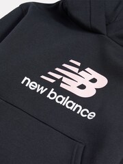 New Balance Black Brush Back Stacked Logo Hoodie - Image 6 of 8