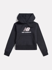 New Balance Black Brush Back Stacked Logo Hoodie - Image 8 of 8
