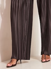 Friends Like These Chocolate Brown Pleated Elasticated Waist Trousers - Image 3 of 4