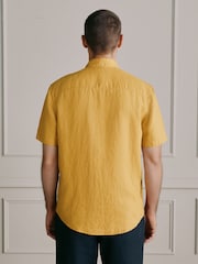 Galben Ocru - Mânecă scurtă - Cămașă de in - Imaginea 2 din 9