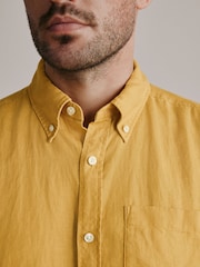 Galben Ocru - Mânecă scurtă - Cămașă de in - Imaginea 5 din 9