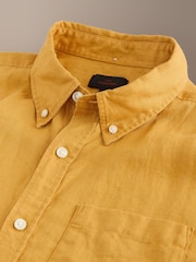 Galben Ocru - Mânecă scurtă - Cămașă de in - Imaginea 8 din 9