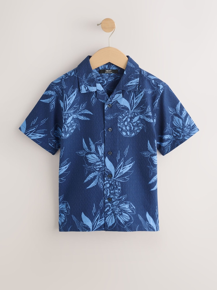 Marineblauer Pineapple-Print - Kurzarmhemd mit Reverskragen (3–16Jahre) - Bild 1 von 5