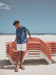 Navy Pinapple Print Short Sleeve Revere Collar Shirt (3-16yrs) - Image 12 of 12