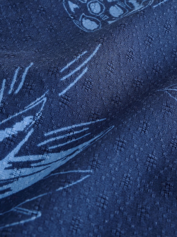 Navy Pinapple Print Short Sleeve Revere Collar Shirt (3-16yrs) - Image 7 of 7 Navy Pinapple Print Short Sleeve Revere Collar Shirt (3-16yrs) - Image 7 of 7